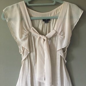 Anthropologie cream knit and sheer top